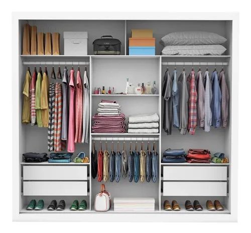 (2) armario doble 4 espejos 3 puertas correderas 3 fi | Mercado libre en 2020 | Armario doble, cómoda, armario